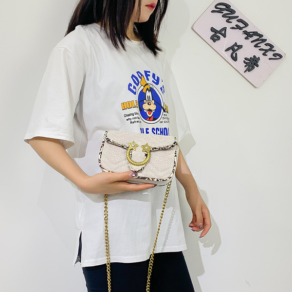 Geanta de dama moderna cu element metalic si lant