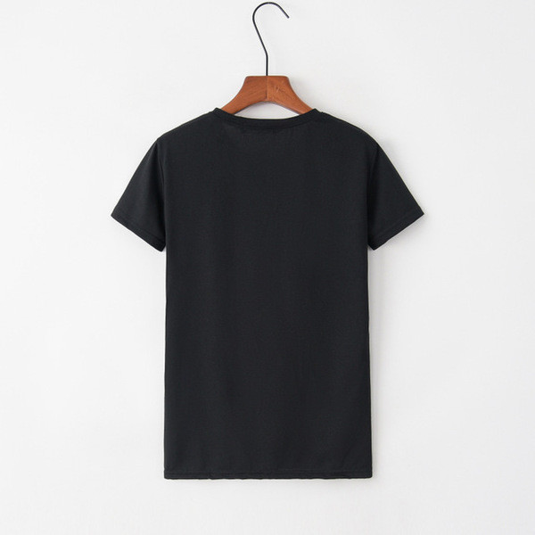 Tricou casual dama cu maneca scurta in alb si negru si aplicat