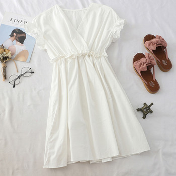 Дамска ежедневна рокля с V-образно деколте в няколко цвята