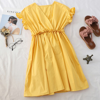 Дамска ежедневна рокля с V-образно деколте в няколко цвята