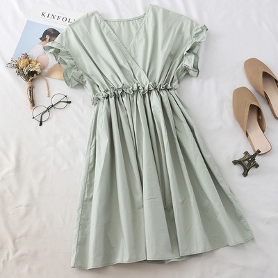 Дамска ежедневна рокля с V-образно деколте в няколко цвята