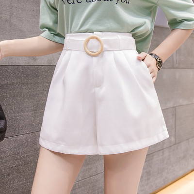 Pantaloni scurti eleganti de dama cu talie inalta si curea in mai multe culori