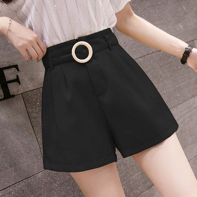 Pantaloni scurti eleganti de dama cu talie inalta si curea in mai multe culori