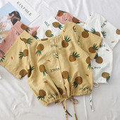 Cămașă scurtă de damă cu cravate și nasturi în mai multe culori