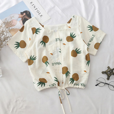 Cămașă scurtă de damă cu cravate și nasturi în mai multe culori