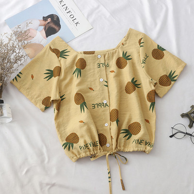 Cămașă scurtă de damă cu cravate și nasturi în mai multe culori