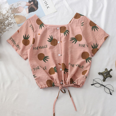 Cămașă scurtă de damă cu cravate și nasturi în mai multe culori