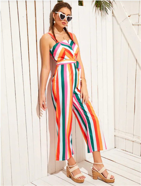 Έγχρωμη Γυναικεία ολόσωμη φόρμα με κορδόνια