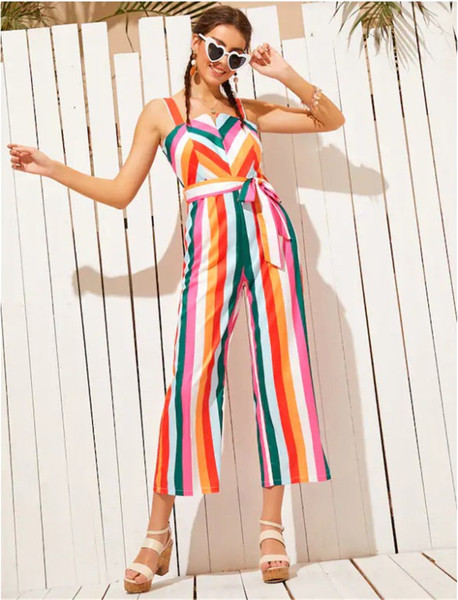 Έγχρωμη Γυναικεία ολόσωμη φόρμα με κορδόνια