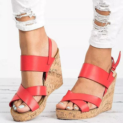 Sandale de dama cu platforma in trei culori din piele ecologica