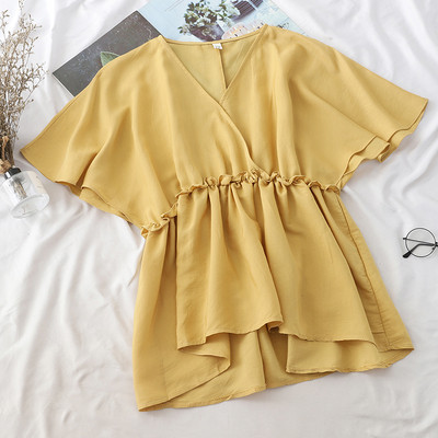 Bluză de damă modernă model decupat cu decolteu în V în mai multe culori