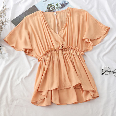 Bluză de damă modernă model decupat cu decolteu în V în mai multe culori