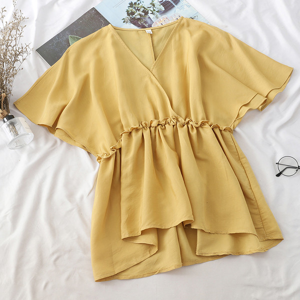 Bluză de damă modernă model decupat cu decolteu în V în mai multe culori