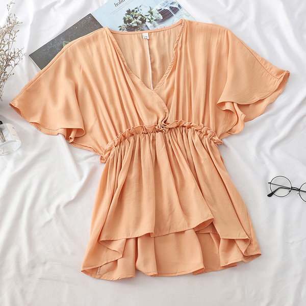 Bluză de damă modernă model decupat cu decolteu în V în mai multe culori