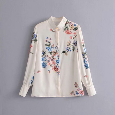 Cămașă elegantă de damă cu mâneci lungi și model floral