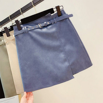 Fusta de dama din piele cu curea in mai multe culori