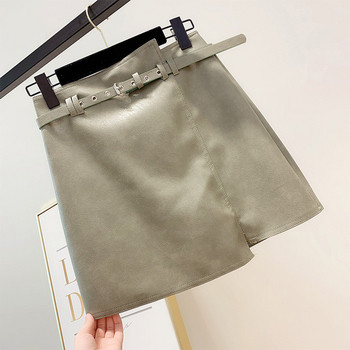 Fusta de dama din piele cu curea in mai multe culori