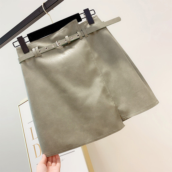 Fusta de dama din piele cu curea in mai multe culori