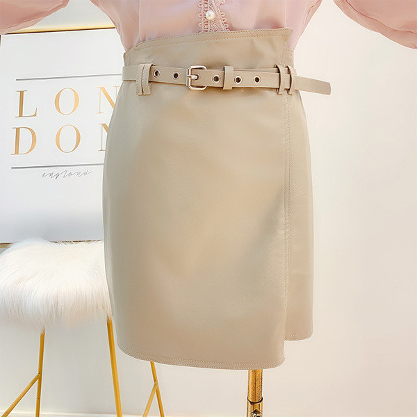 Fusta de dama din piele cu curea in mai multe culori