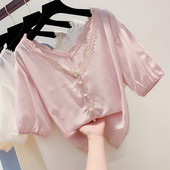 Cămașă modernă de damă cu decolteu în V în mai multe culori