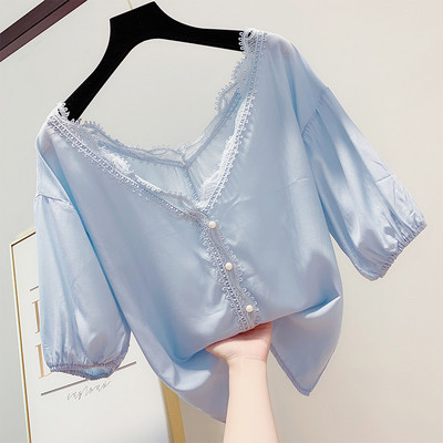 Cămașă modernă de damă cu decolteu în V în mai multe culori