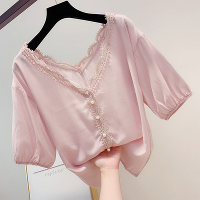 Cămașă modernă de damă cu decolteu în V în mai multe culori