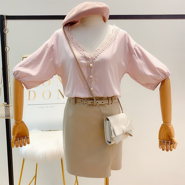 Cămașă modernă de damă cu decolteu în V în mai multe culori