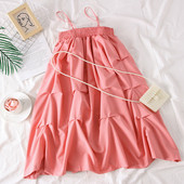 Rochie de dama model nou cu bretele de culoare roz