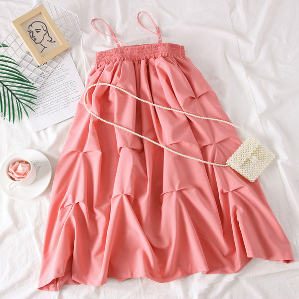 Rochie de dama model nou cu bretele de culoare roz