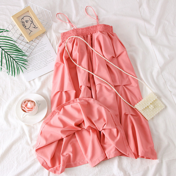 Rochie de dama model nou cu bretele de culoare roz