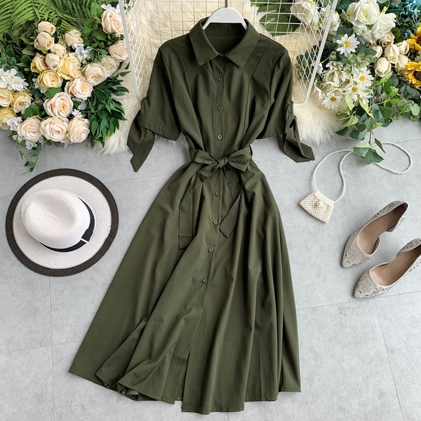 Rochie casual de dama cu cravate maneca scurta in mai multe culori