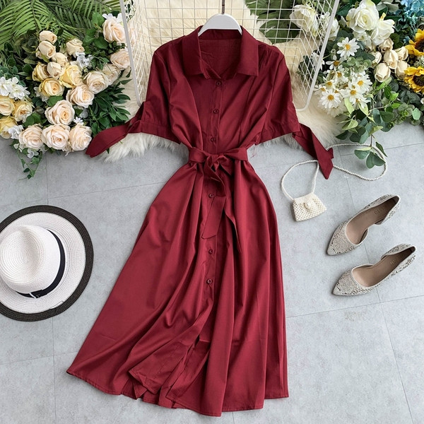 Rochie casual de dama cu cravate maneca scurta in mai multe culori