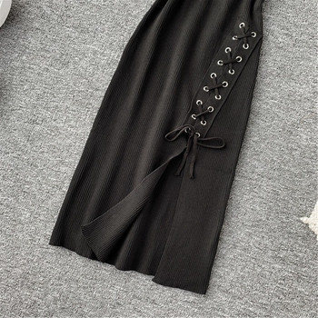 Rochie de dama-model subtire cu cravate in negru