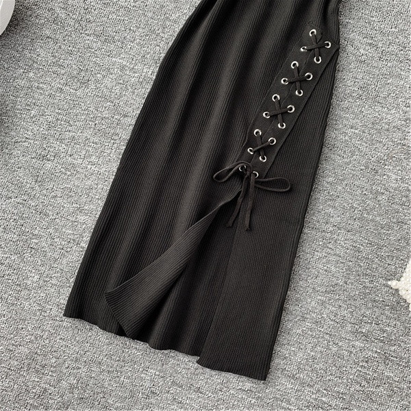 Rochie de dama-model subtire cu cravate in negru