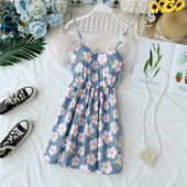 Rochie de vara de dama cu bretele subtiri si model floral in mai multe culori