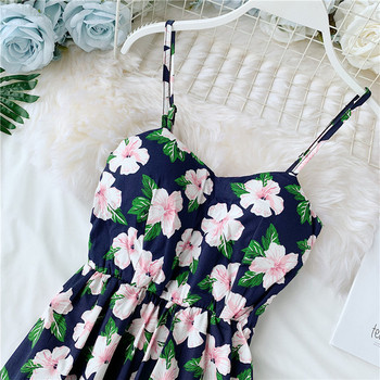 Rochie de vara de dama cu bretele subtiri si model floral in mai multe culori