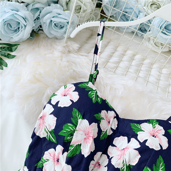 Rochie de vara de dama cu bretele subtiri si model floral in mai multe culori