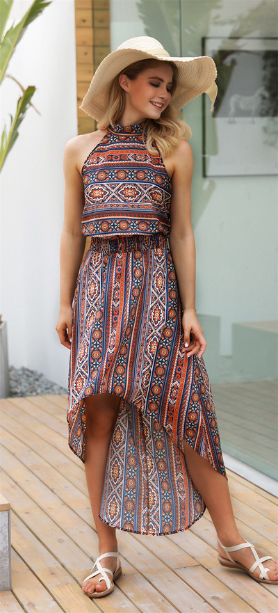 Rochie asimetrică colorată de damă în trei culori