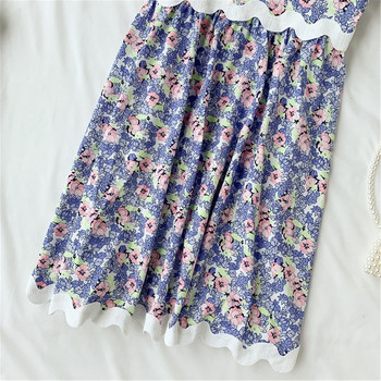 Rochie moderna de dama cu decolteu in V cu model floral