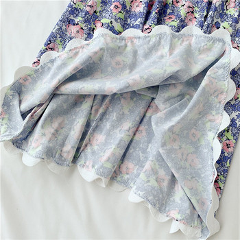 Rochie moderna de dama cu decolteu in V cu model floral