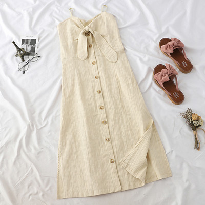 Rochie de dama eleganta cu cravate si nasturi in mai multe culori