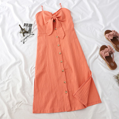 Rochie de dama eleganta cu cravate si nasturi in mai multe culori