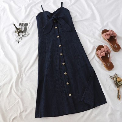 Rochie de dama eleganta cu cravate si nasturi in mai multe culori