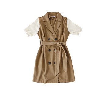 Rochie de dama model nou cu decolteu in V in albastru si maro