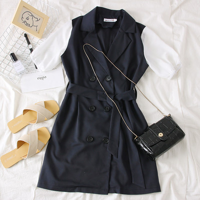 Rochie de dama model nou cu decolteu in V in albastru si maro