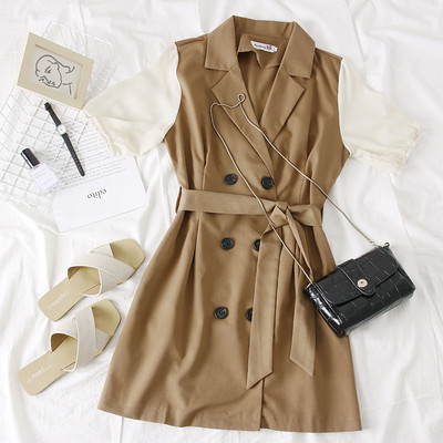 Rochie de dama model nou cu decolteu in V in albastru si maro