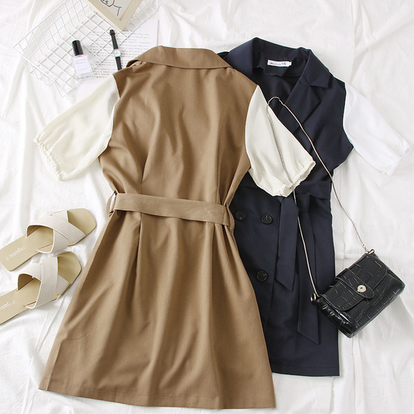 Rochie de dama model nou cu decolteu in V in albastru si maro