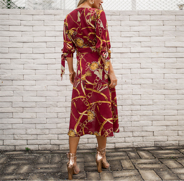 Rochie eleganta de dama cu maneci 3/4 in rosu si negru