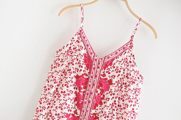 Maieu de dama cu bretele subtiri si nasturi cu model floral