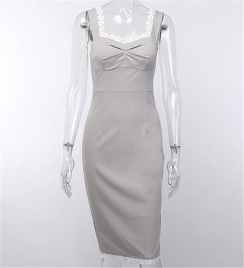 Rochie casual de dama cu bretele late si broderie